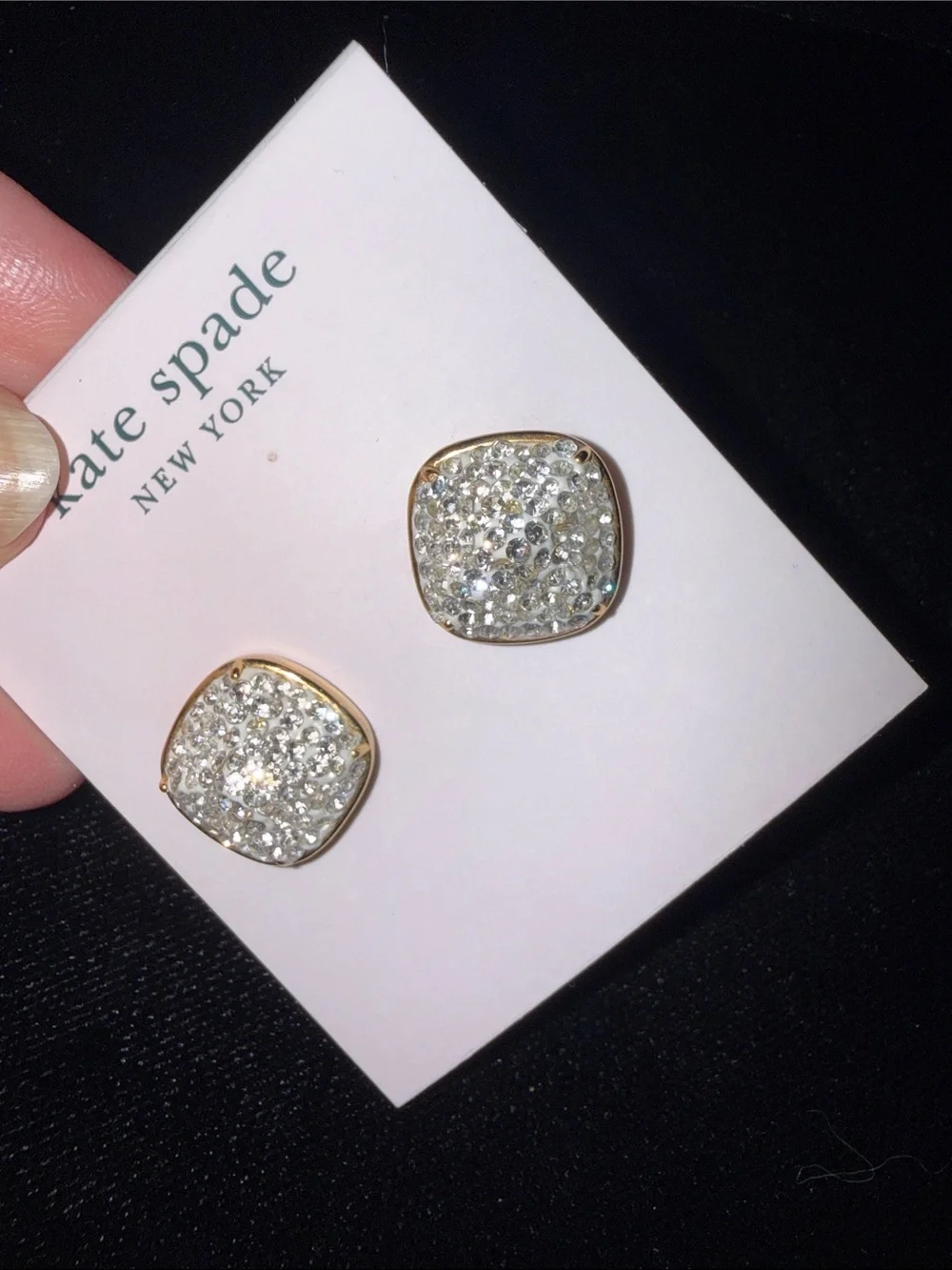 NWT! KATE SPADE Clay Pave Small Square Studs, pierced earrings